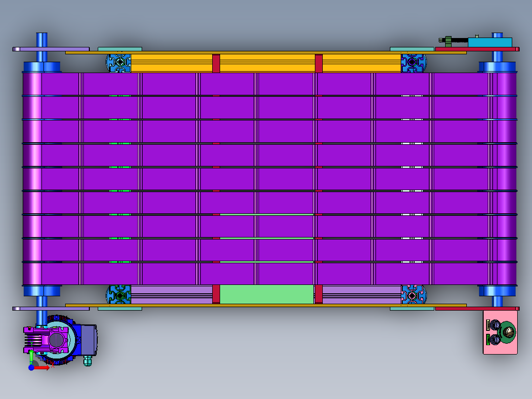 多条皮带小型物流分拣输送线前视图