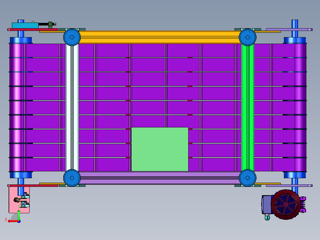 多条皮带小型物流分拣输送线后视图