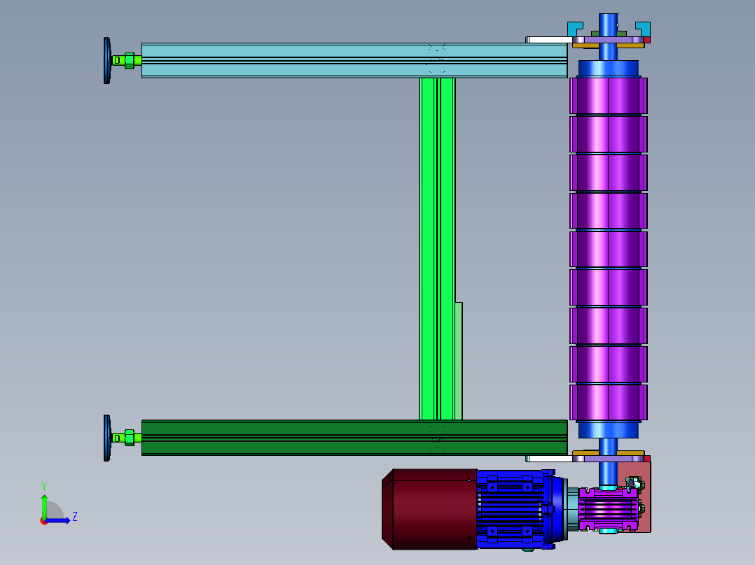 多条皮带小型物流分拣输送线左视图