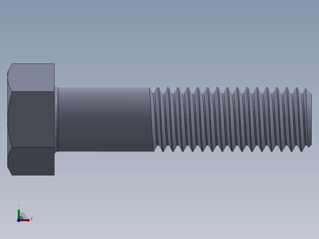 UNC 六角螺栓-Hex Bolt 0.500-13 x 2.SLDPRT前视图