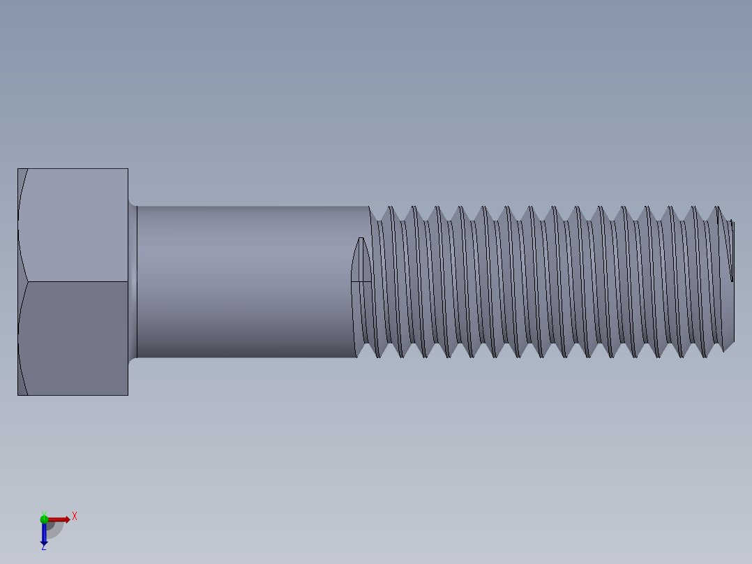 UNC 六角螺栓-Hex Bolt 0.500-13 x 2.SLDPRT俯视图