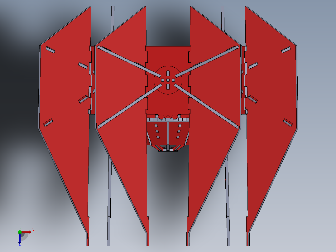 激光下料拼图星际战舰2CAD-Parasolid, SOLIDWORKS 2016, STEP _ IGES俯视图