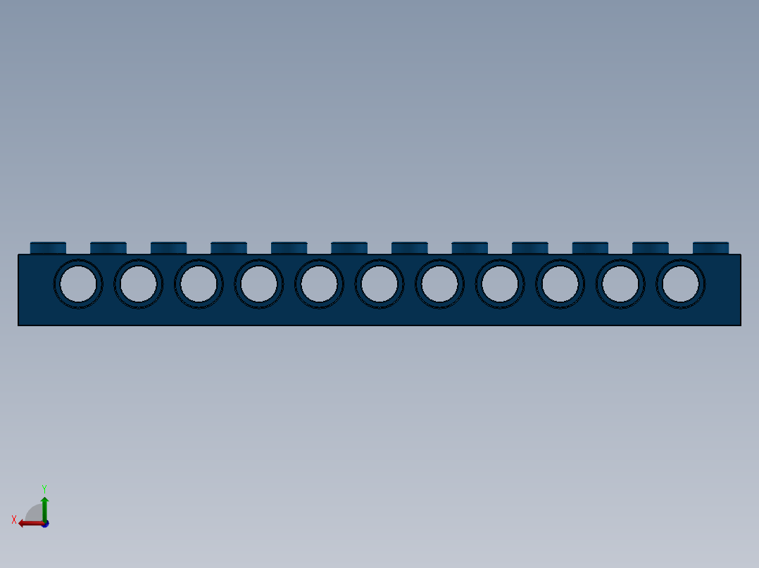 乐高机械组积木（横梁）-389523 Bright Blue Technic Brick 1 x 12 with Holes后视图