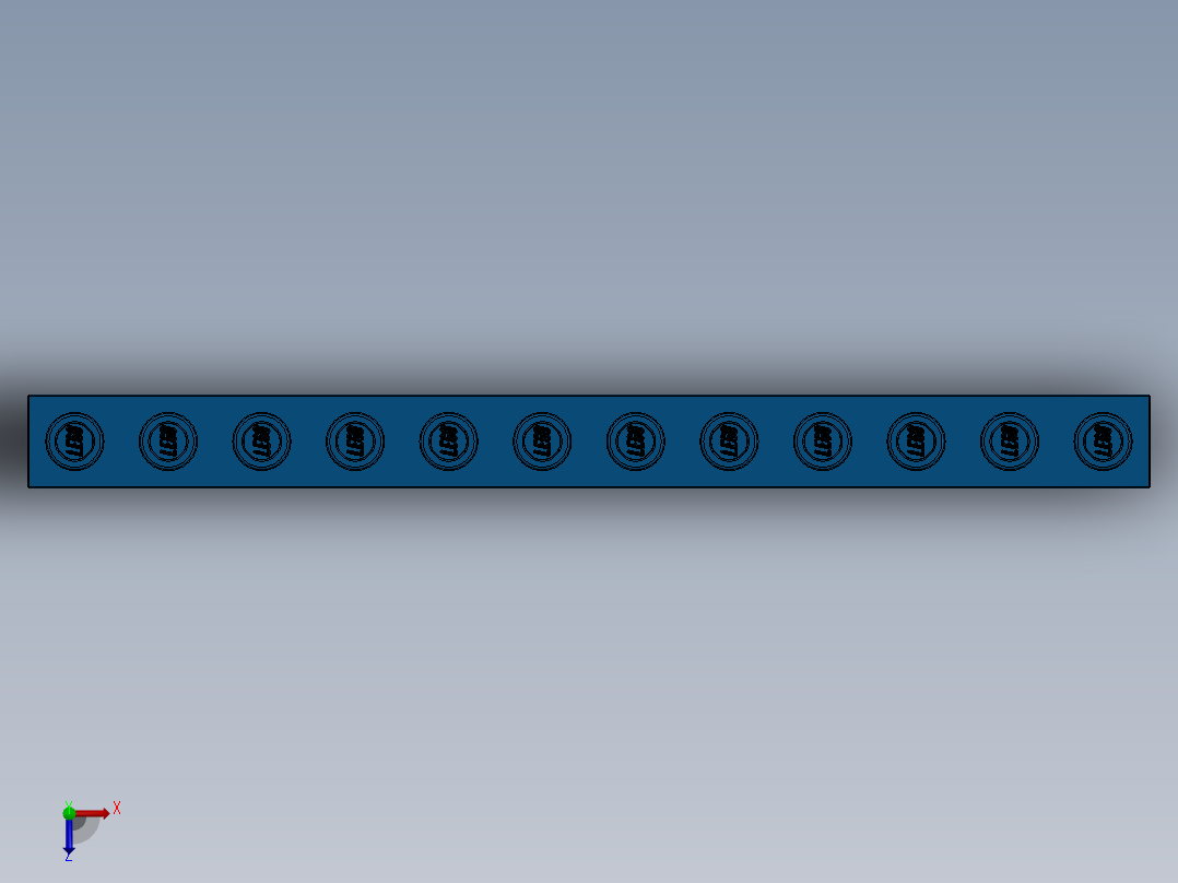 乐高机械组积木（横梁）-389523 Bright Blue Technic Brick 1 x 12 with Holes俯视图