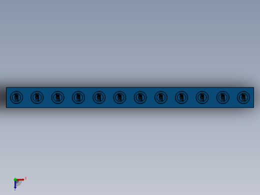 乐高机械组积木（横梁）-389523 Bright Blue Technic Brick 1 x 12 with Holes俯视缩略图