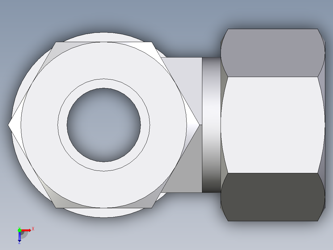 卡套式工业通用硬管接头EO_Adjustable_locknut_run_tee_LEE15ZLRCF俯视图
