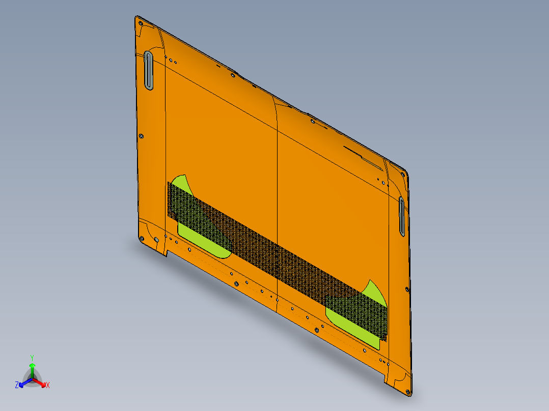 笔记本D壳铣外形+避位UG程序模型正等轴测图