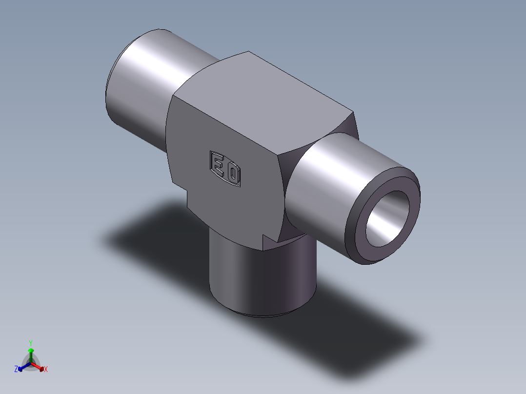 AC+AD 三通接头 T、AD-14正等轴测图
