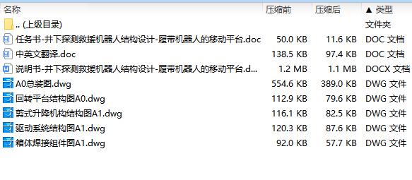 井下探测救援机器人结构设计-履带机器人的移动平台含5张CAD图