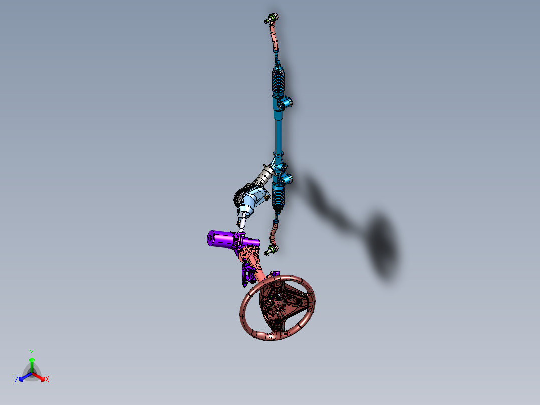 齿条式电动助力转向系统611723正等轴测图