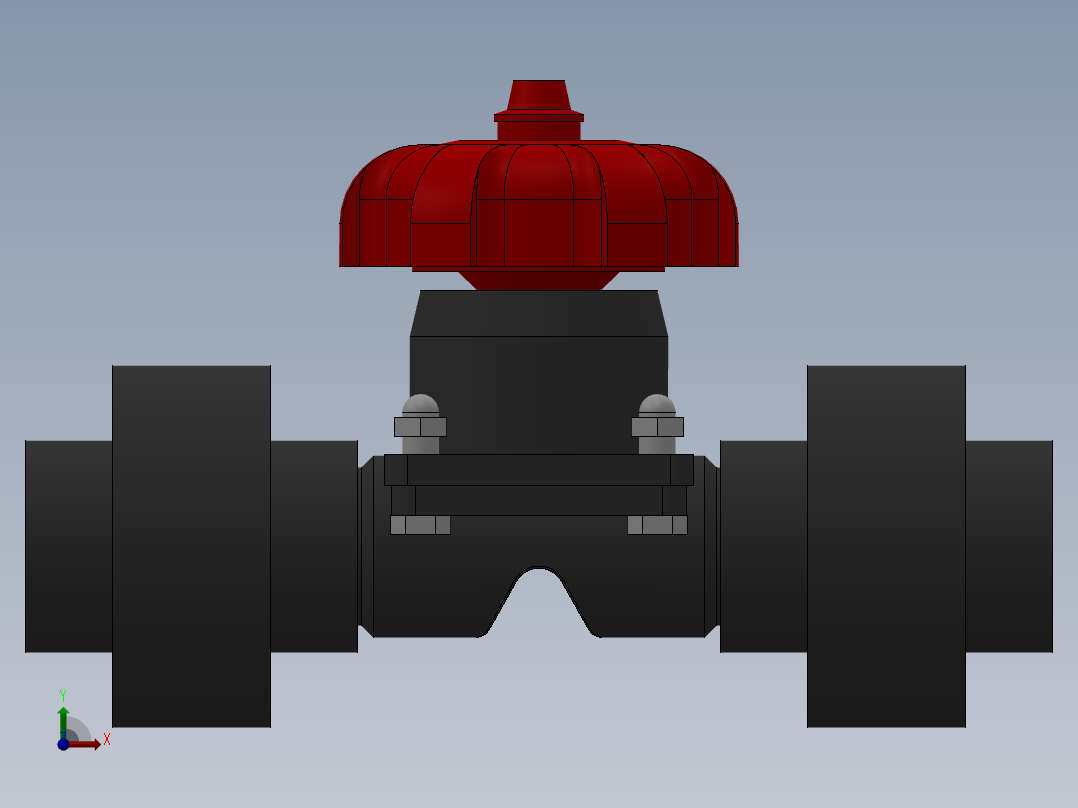 双由令隔膜阀(Double Union Diaphragm Valve))前视图