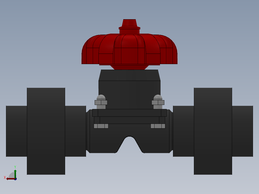 双由令隔膜阀(Double Union Diaphragm Valve))后视图