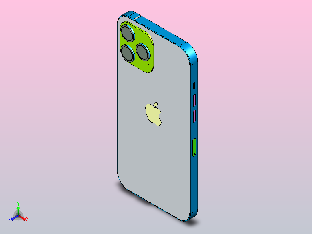 Phone 12 Pro Max的精确3D模型正等轴测图