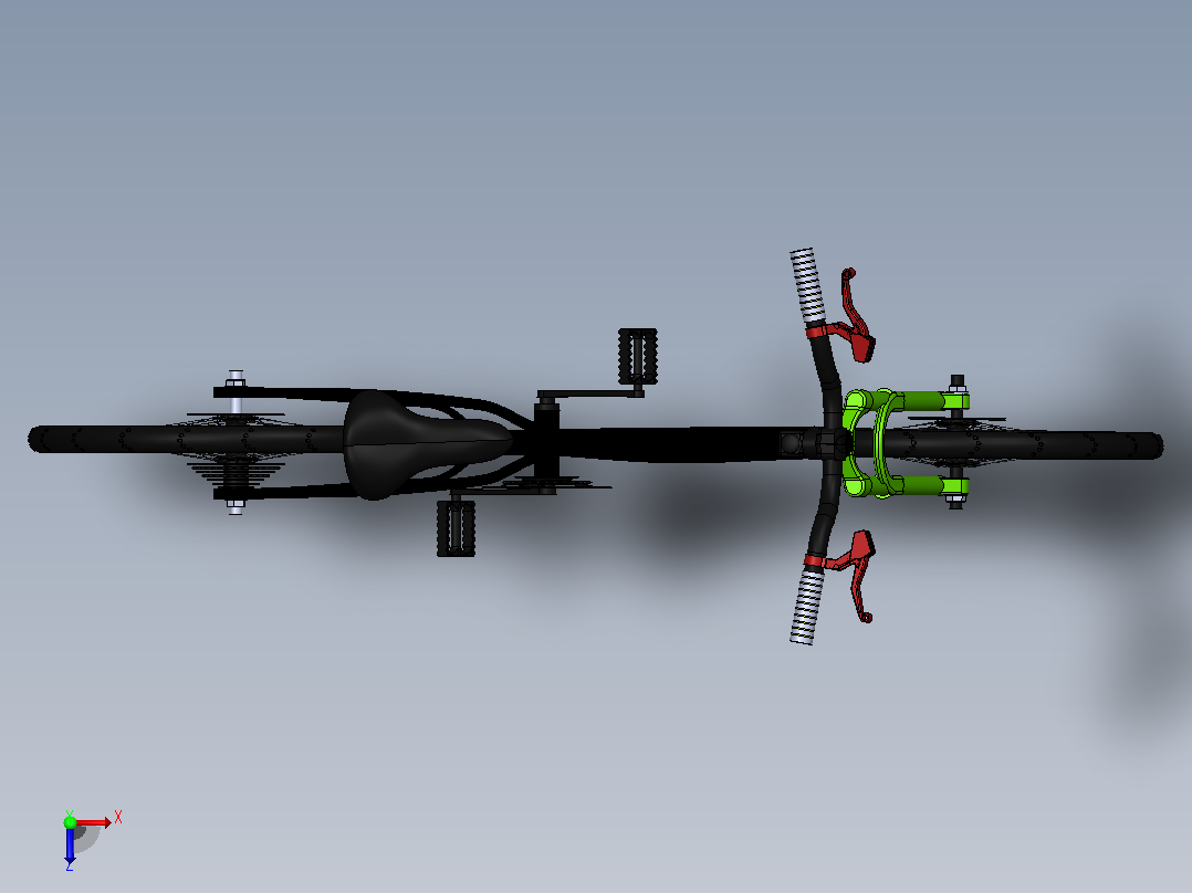 克朗 XC 450 自行车  Solidworks俯视图