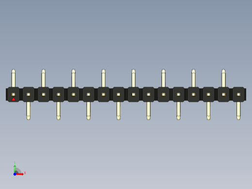 彩色公排针 100mil 2.54mm 系列-DS1022_black_16p_100mil_Type_SMT_R1_rev1.0前视缩略图