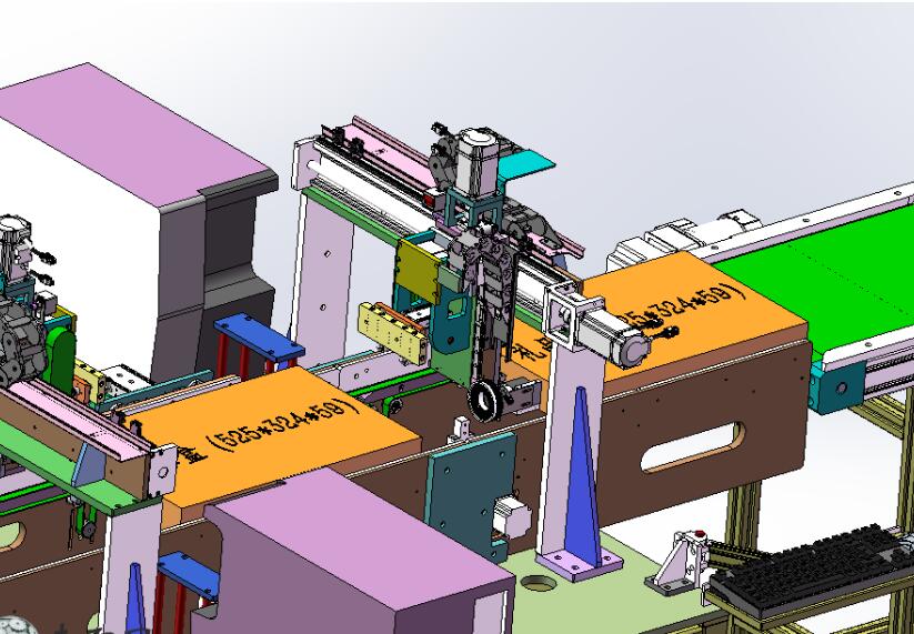 礼盒在线双面贴标机、非标自动化设备3D模型_