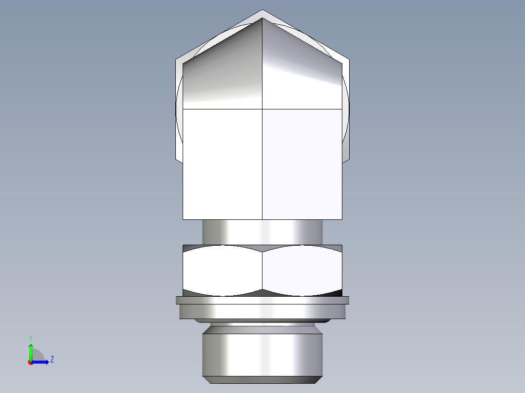 卡套式工业通用硬管接头EO_Adjustable_Locknut_elbow_WEE12SRCF左视图