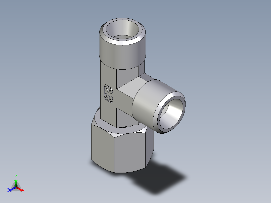 卡套式工业通用硬管接头EO_Swivel_nut_run_tee_EL08LOMD71主视图