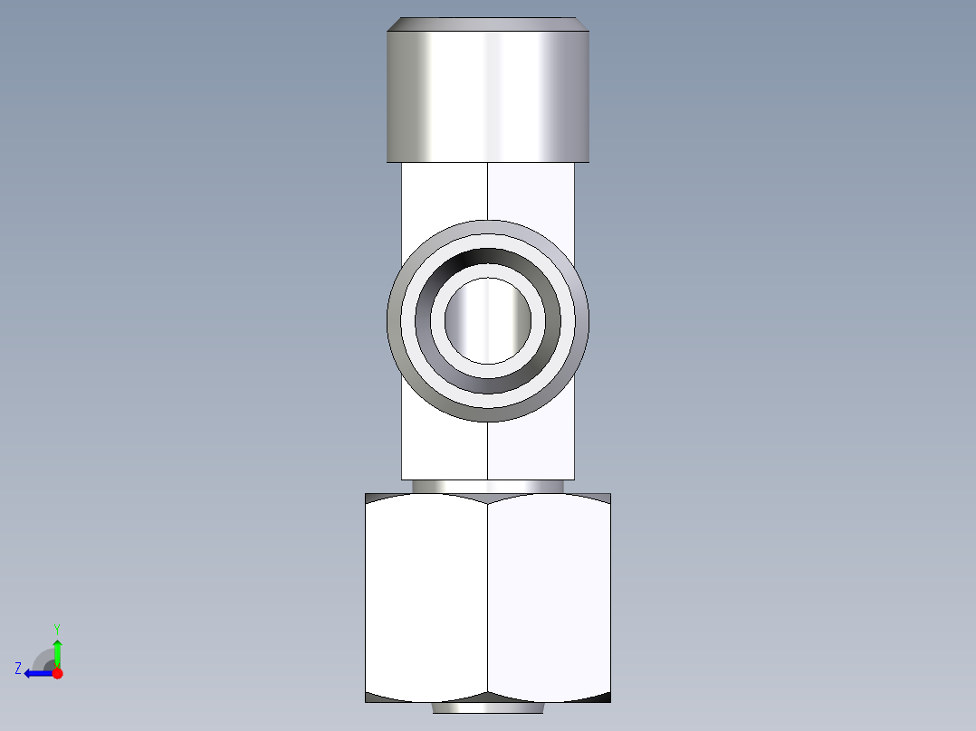 卡套式工业通用硬管接头EO_Swivel_nut_run_tee_EL08LOMD71右视图