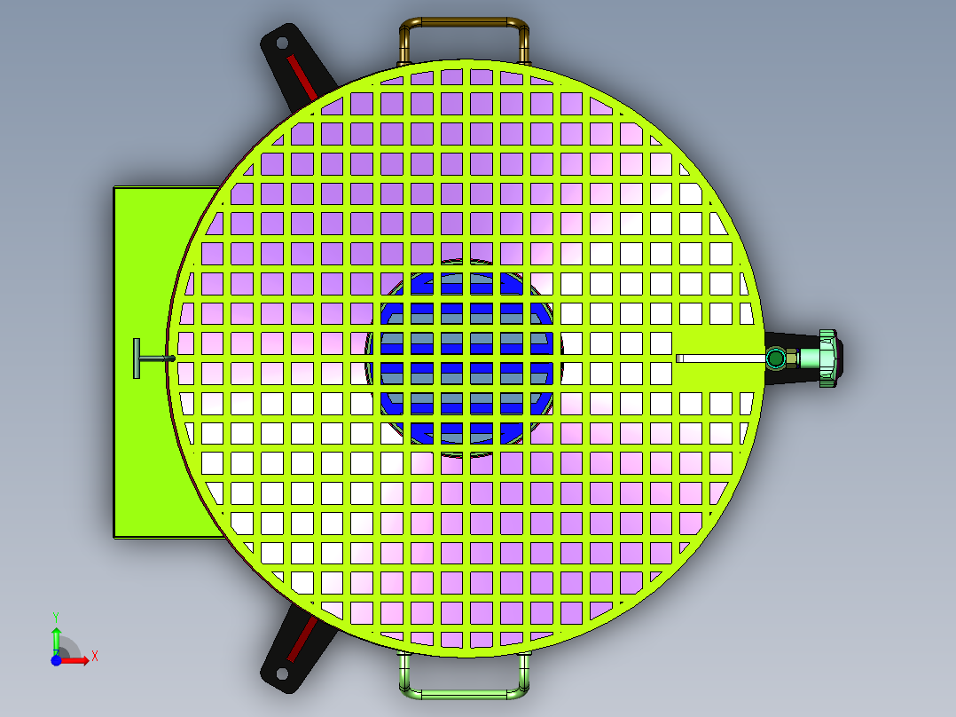 圆形木炭烤架野营烤炉前视图