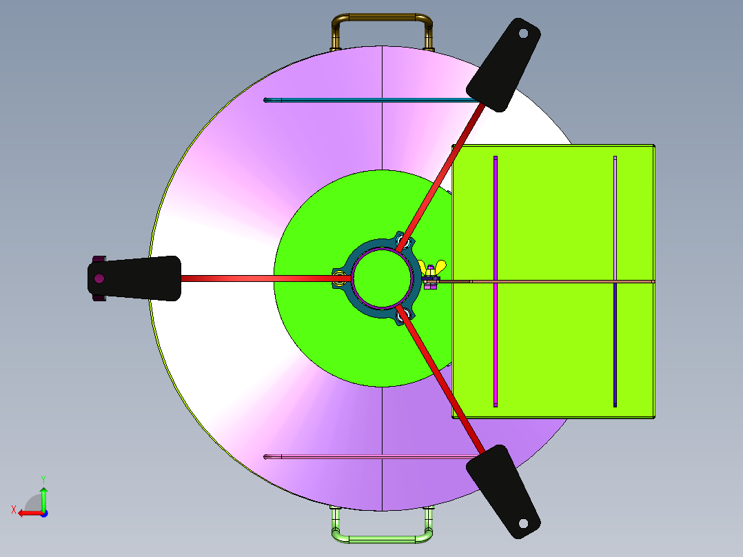 圆形木炭烤架野营烤炉后视图