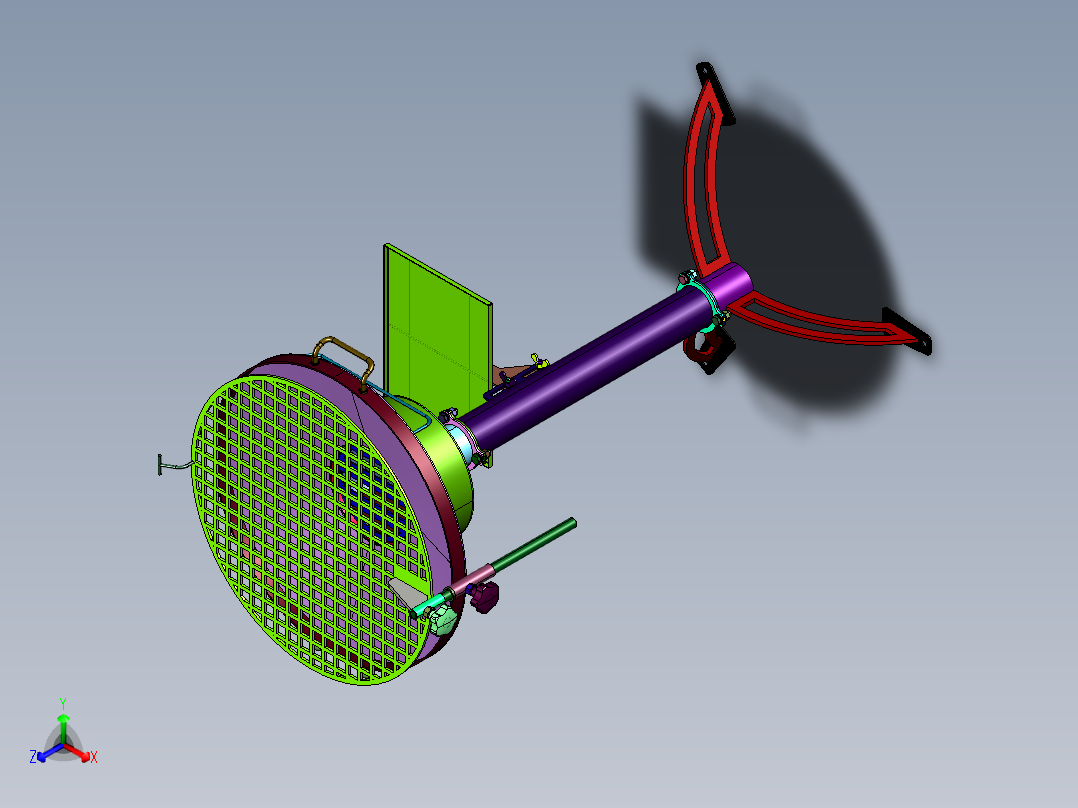 圆形木炭烤架野营烤炉正等轴测图