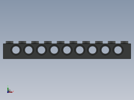 乐高机械组积木（横梁）-273002 Old Grey Technic Brick 1 x 10 with Holes前视缩略图