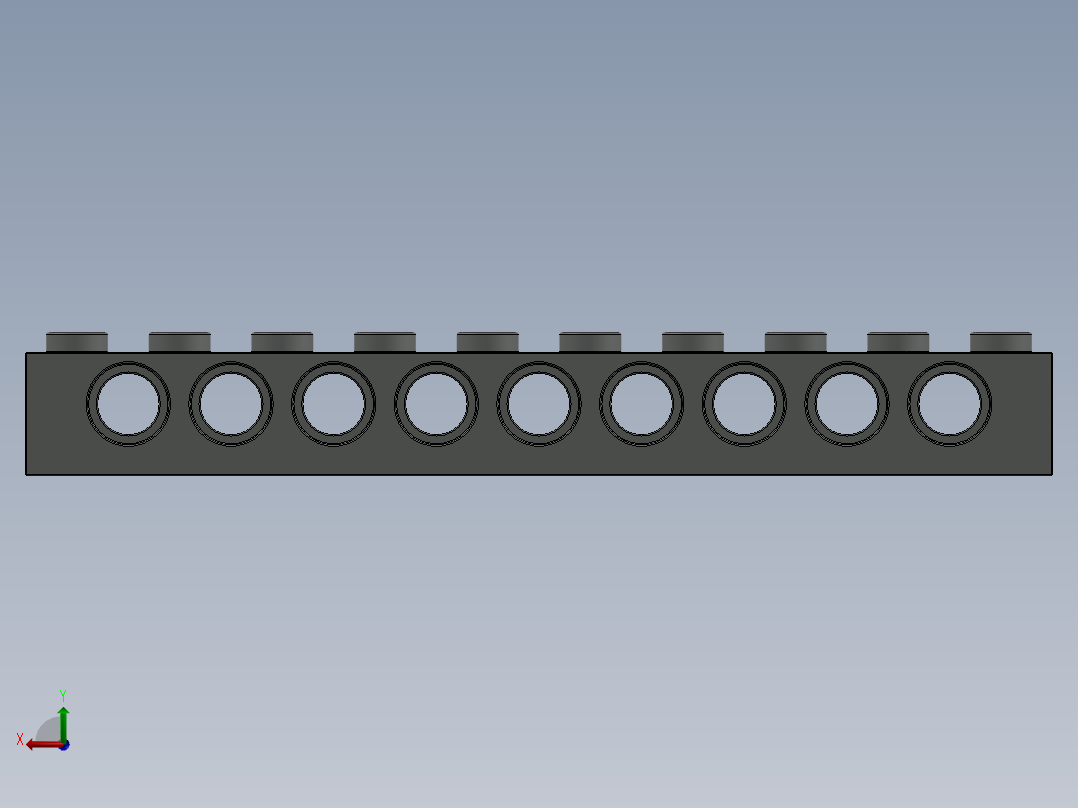 乐高机械组积木（横梁）-273002 Old Grey Technic Brick 1 x 10 with Holes后视图