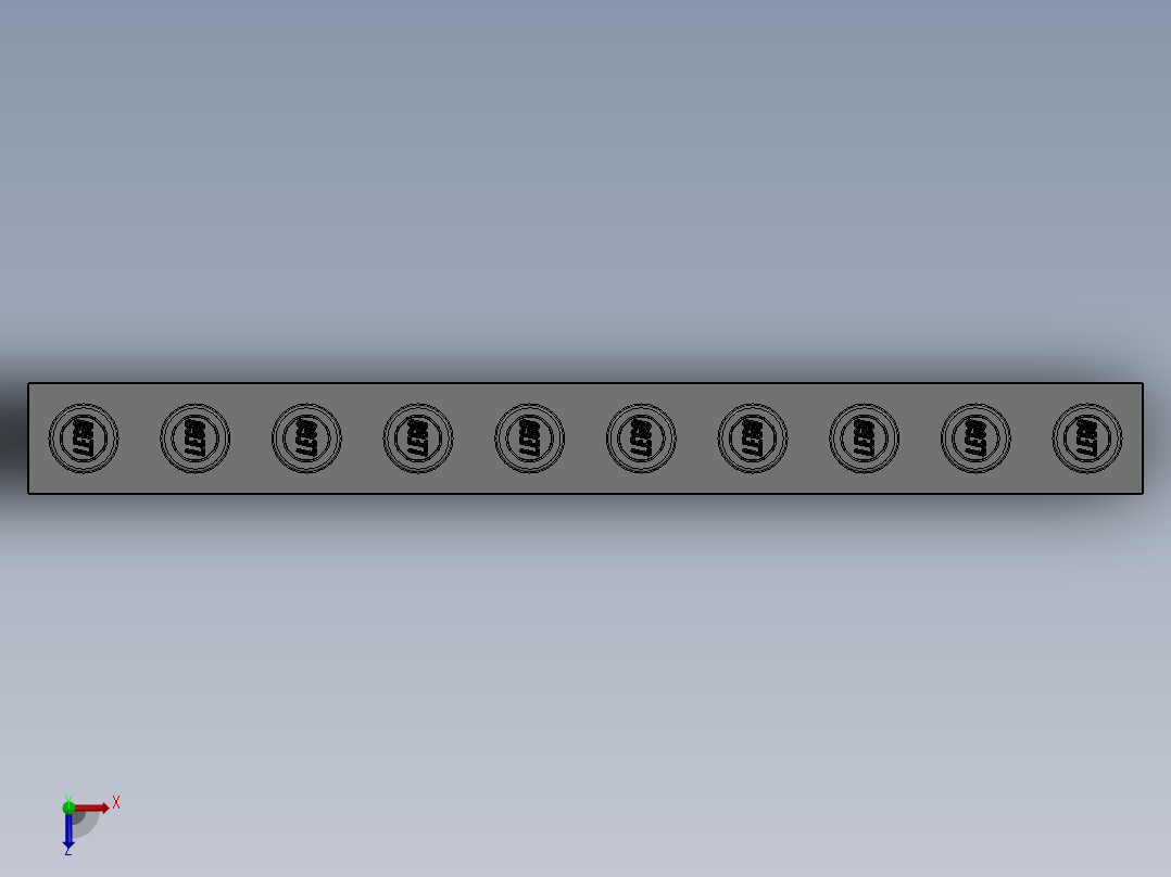 乐高机械组积木（横梁）-273002 Old Grey Technic Brick 1 x 10 with Holes俯视图