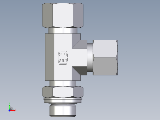 卡套式工业通用硬管接头EO_Adjustable_locknut_run_tee_LEE12LRCF前视缩略图