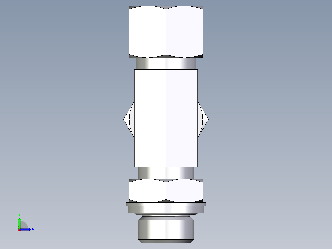 卡套式工业通用硬管接头EO_Adjustable_locknut_run_tee_LEE12LRCF左视图