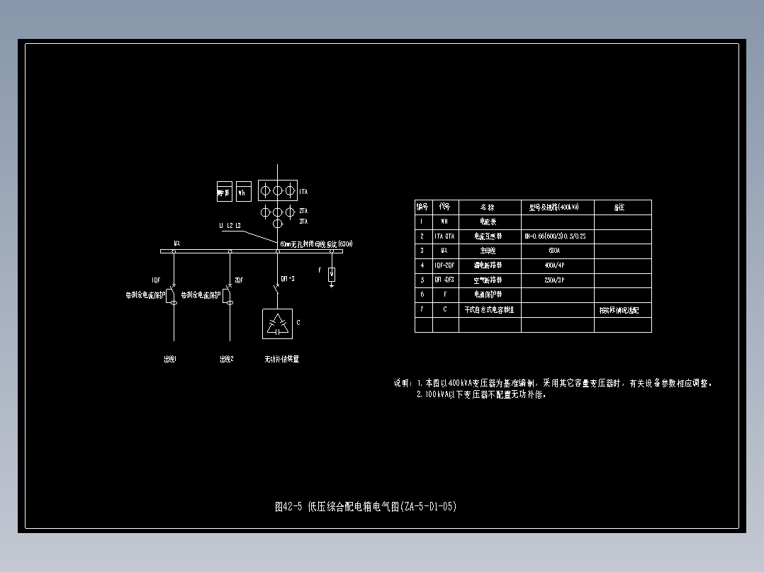 图42-5 低压综合配电箱电气图(ZA-5-D1-05)