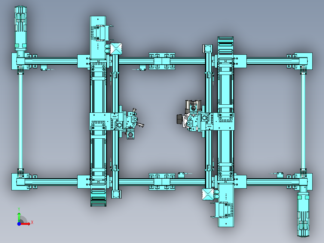 具有自动抓取与检测的三坐标机构前视图
