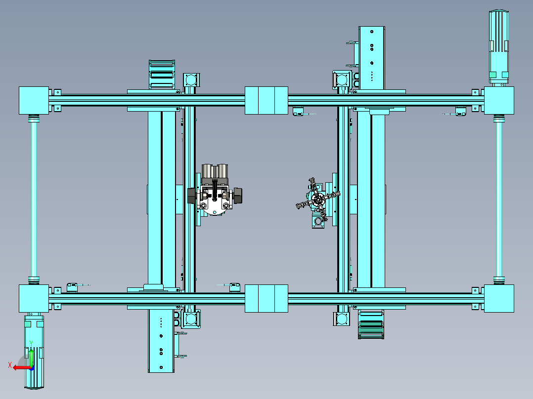 具有自动抓取与检测的三坐标机构后视图
