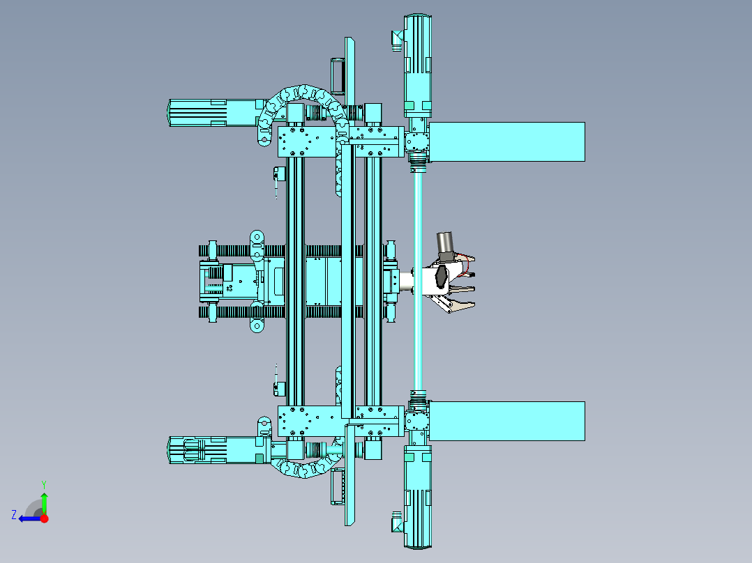 具有自动抓取与检测的三坐标机构右视图