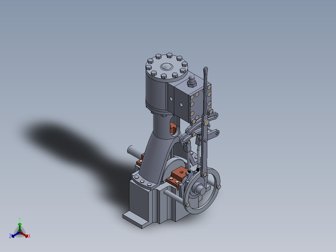 蒸汽机vertical-steam-engine-19831-模型格式为 sw正等轴测图