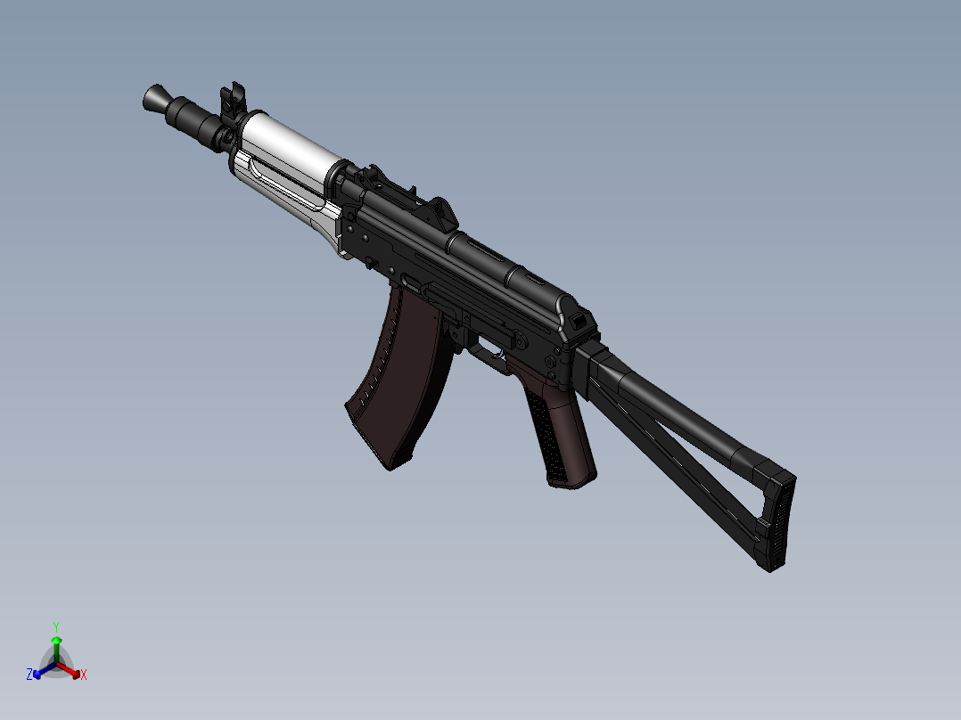 手枪左轮冲锋枪老式狙击步枪设计3D图纸aks-74un-2 2 STP SW X_T正等轴测图