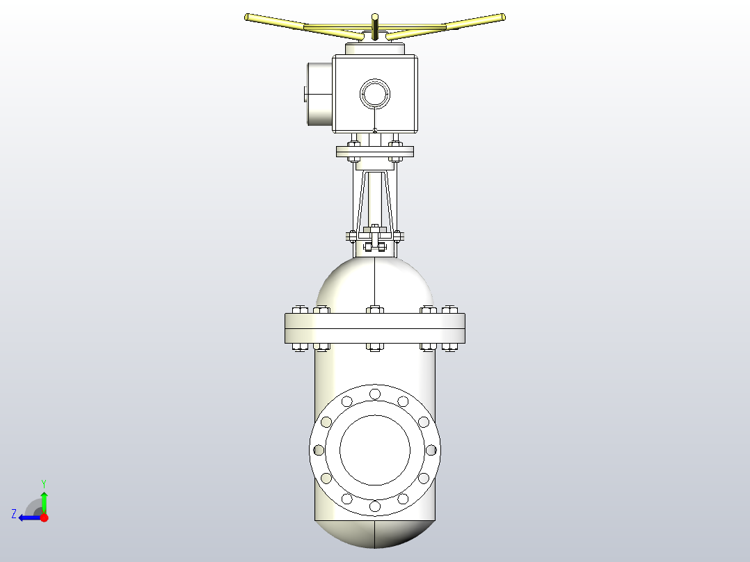 Z940╱941H╱Y╱W-40C╱P╱R╱I电动楔式闸阀[Z940H-40]DN200右视图