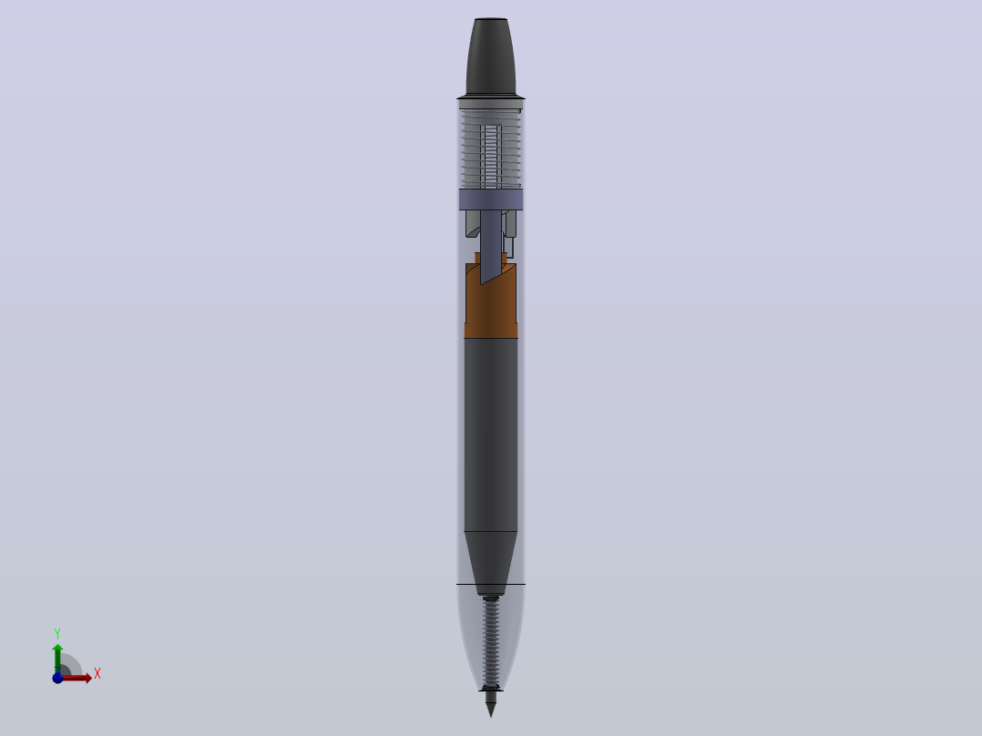 伸缩圆珠笔三维设计模型前视图