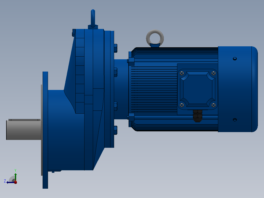 RXF127法兰轴伸式安装斜齿轮减速机RX127-Y5.5-8P-132S-M1-0°-Φ450右视图