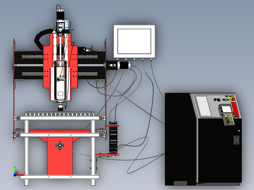 数控铣床三维模型前视图