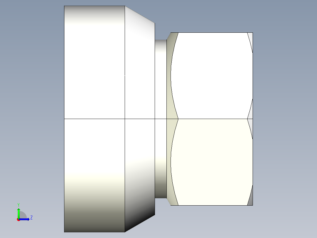 螺帽(附球面座)2308-3D多系列多零件图纸模型左视图