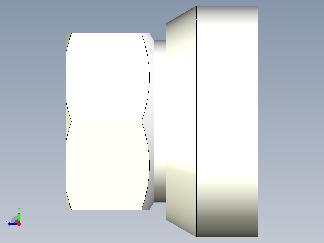 螺帽(附球面座)2308-3D多系列多零件图纸模型右视图