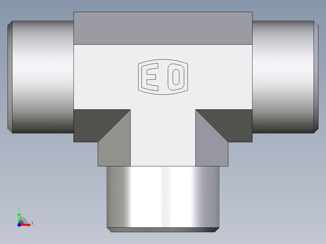 卡套式工业通用硬管接头EO_Union_tee_T16SCFX前视图