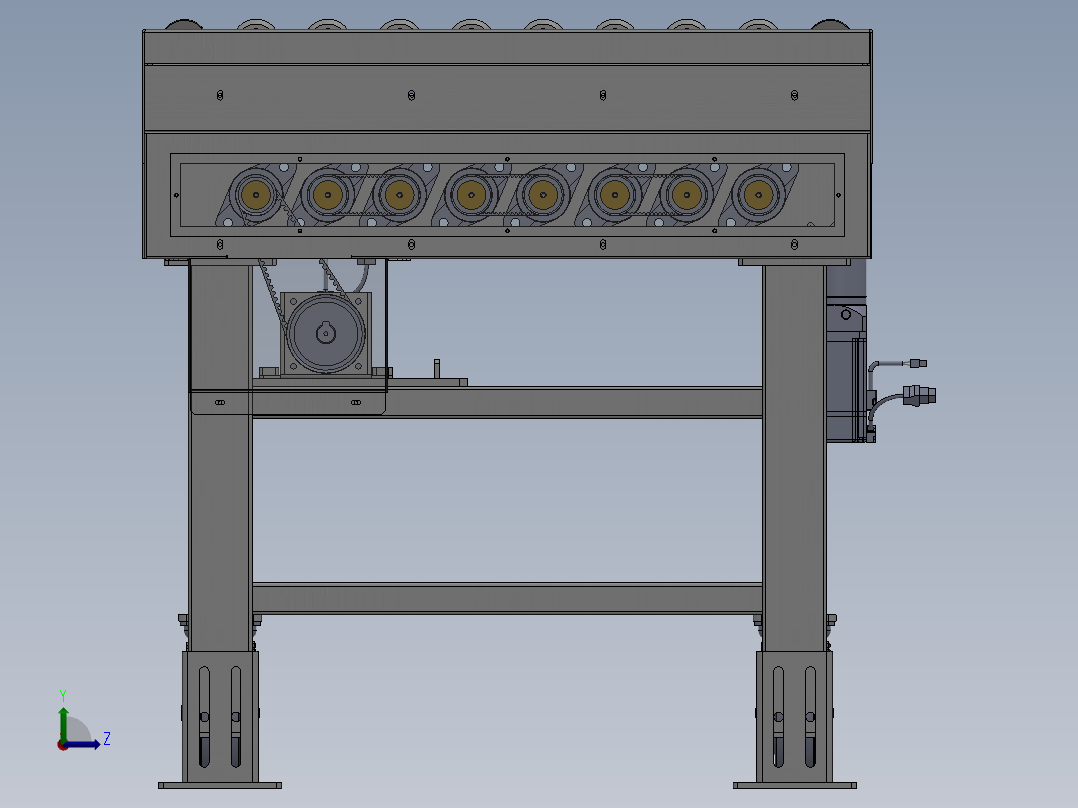 斜轮分拣机三维图左视图