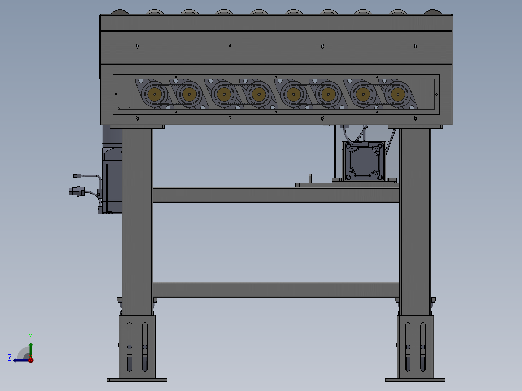 斜轮分拣机三维图右视图