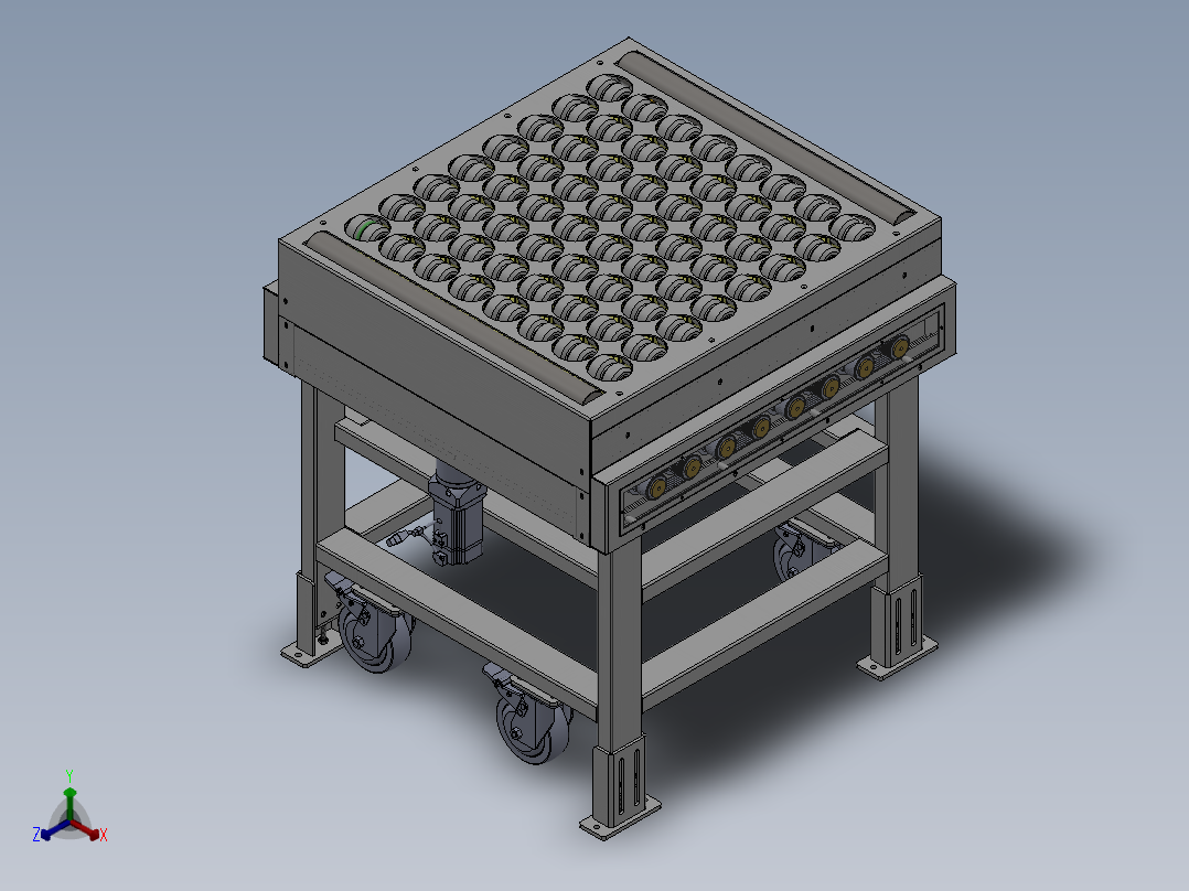 斜轮分拣机三维图正等轴测图
