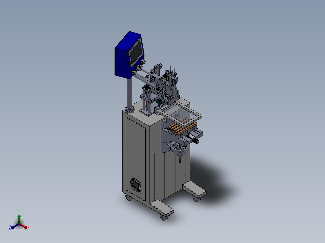 立式丝印机正等轴测图