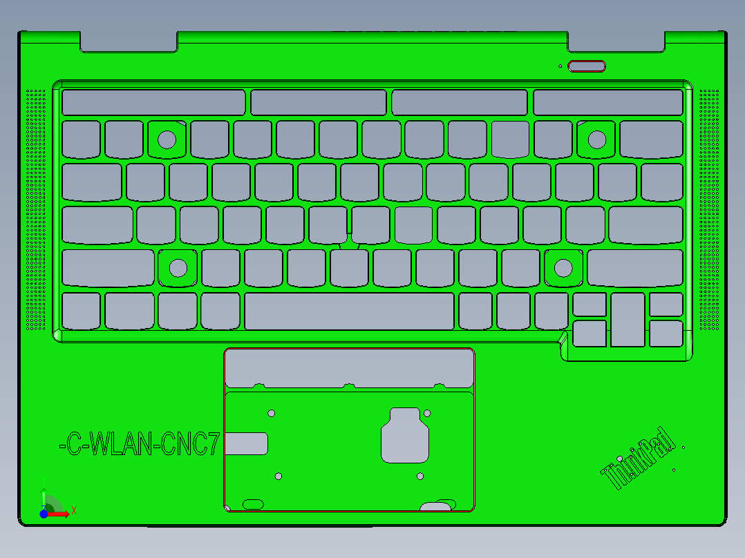 THINKPAD电脑键盘电源空高光C角程序模型前视图