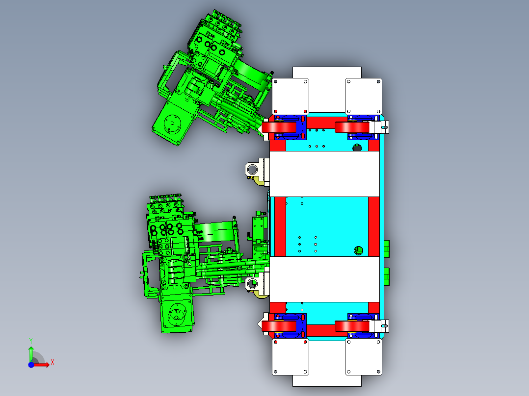 汽车纵横梁电阻焊夹具设计前视图